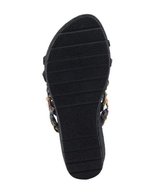 AZURA BY SPRING STEP Black Shinychic Platform Wedge Slide Sandal
