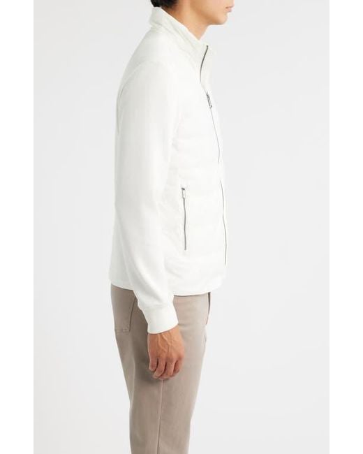 Bugatchi White Soft Touch Quilted Zip-Up Bomber Jacket for men