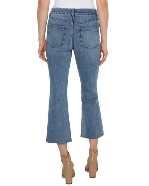 Liverpool Los Angeles Blue Gia Glider Pull-on Raw Hem Crop Flare Jeans