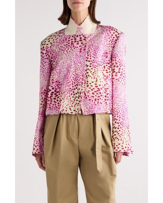 Dries Van Noten Vasti Orchid Print Crop Jacket in Red | Lyst