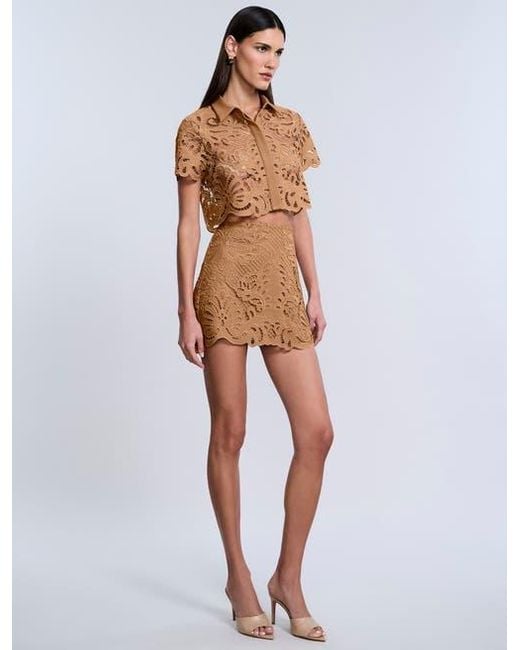 BCBGMAXAZRIA Blue Eyelet Mini Skirt