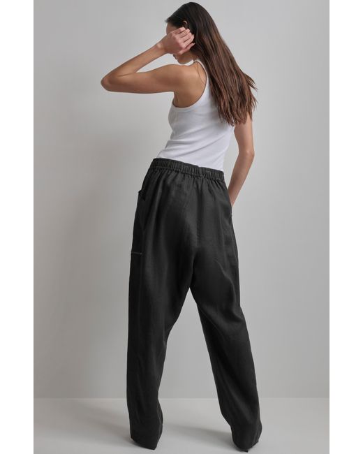 DKNY Black Linen Drawstring Cargo Pants