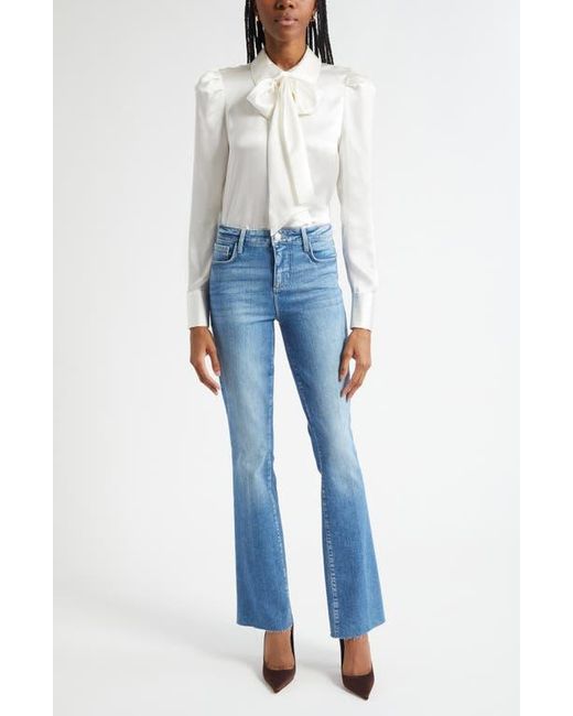 L'Agence Blue Ruth Raw Hem Straight Leg Jeans