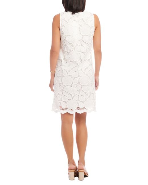 Karen Kane White Sleeveless Cotton Blend Lace Shift Dress