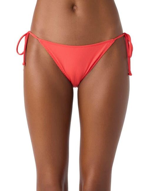 O'neill Sportswear Red Saltwater Solids Maracas Rib Side Tie Bikini Bottoms