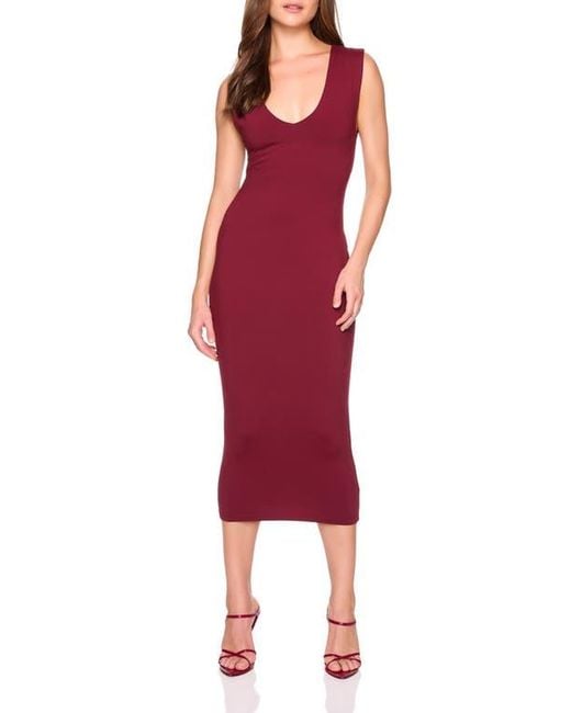 Susana Monaco Women's Red Double V-Neck Jersey Midi Dress
