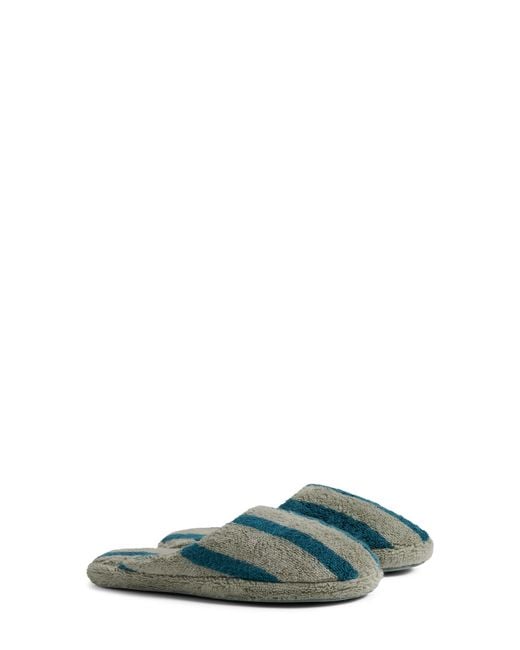 Parachute Green Turkish Cotton Stripe Slipper