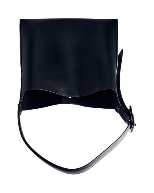 Mango Black Buckle Faux Leather Shopper Bag