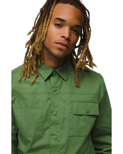 Prana Green Palisades Ripstop Upf Snap Front Field Shirt for men