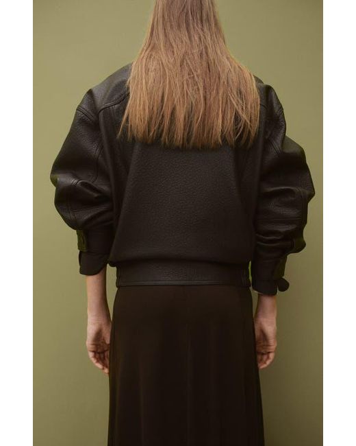 Mango Black Oversize Leather Jacket