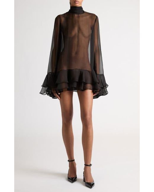 knee length dresses for ladies Valentino Nude Pink Beige Sheer Mesh Net Lace Scallop Edge Mini Dress –  PauméLosAngeles main image 0