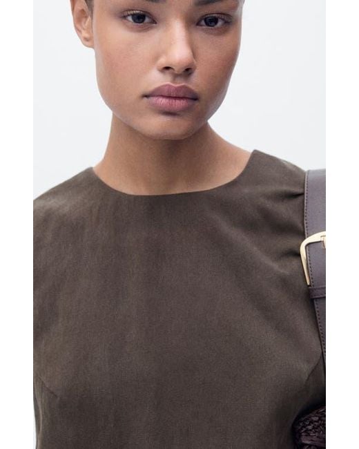 Mango Black Sleeveless Back Button Crop Top