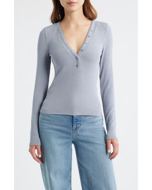 FRAME Blue The Mesh Trim Rib Henley
