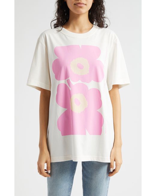 Marimekko Pink Embla Unikko Floral Cotton Graphic T-shirt