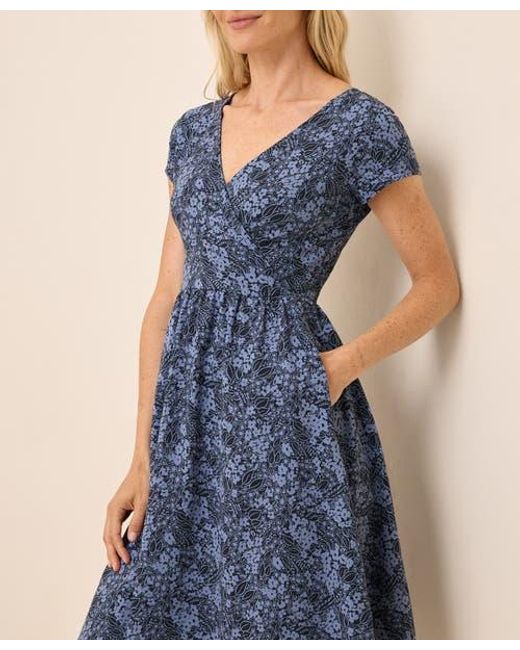 Pact Fit & Flare Crossover Dress in Blue | Lyst