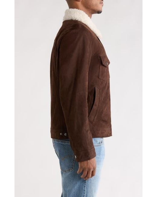 Boss Brown X Beckham Mordy Suede & Genuine Shearling Jacket for men