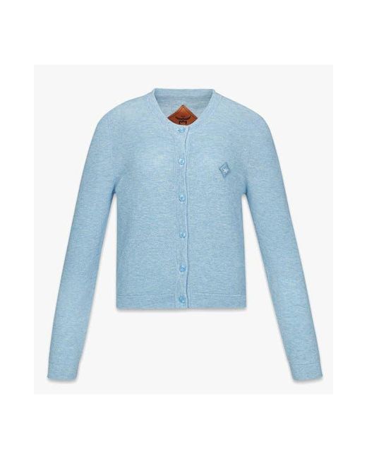 MCM Blue Logo Patch Knit Cardigan