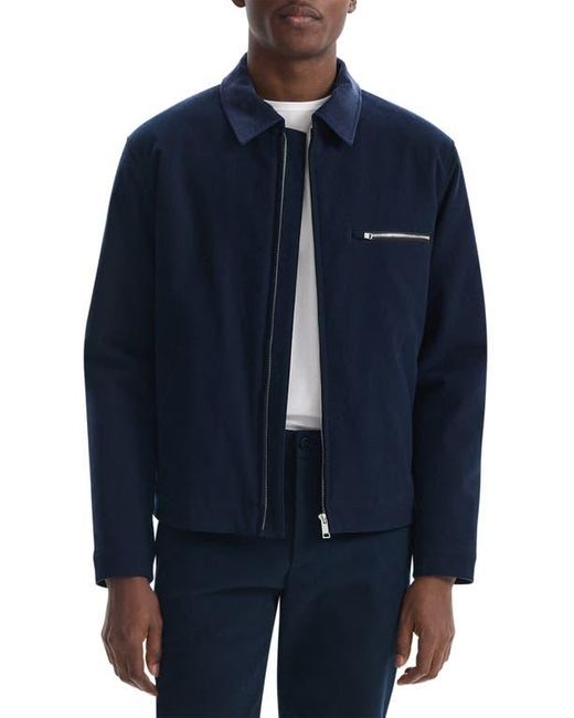Theory Blue Zip-Up Brushed Cotton Twill Jacket for men