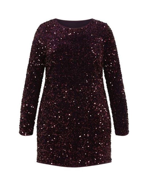 City Chic Black Winter Sequin Long Sleeve Dress