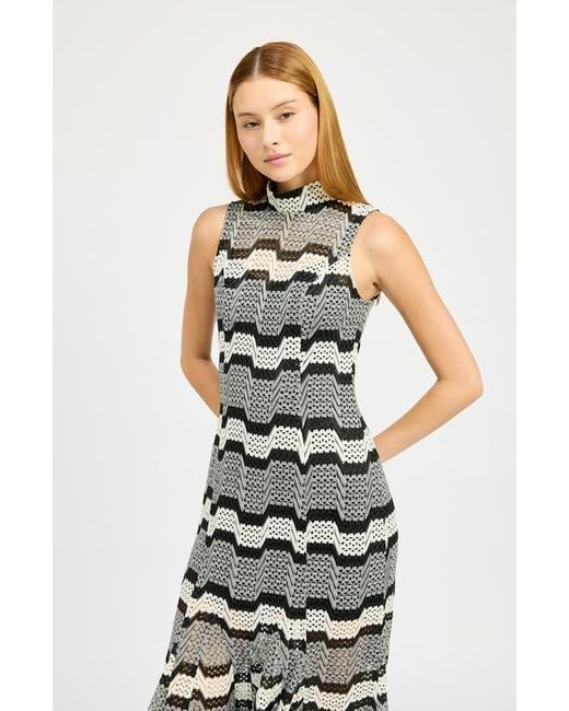 En Saison White Genesis Open Stitch Midi Dress