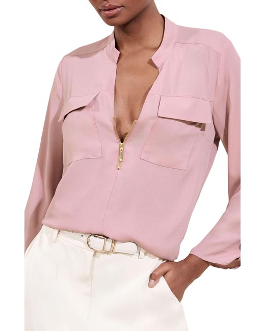 Lipsy Pink Half Zip Utility Top