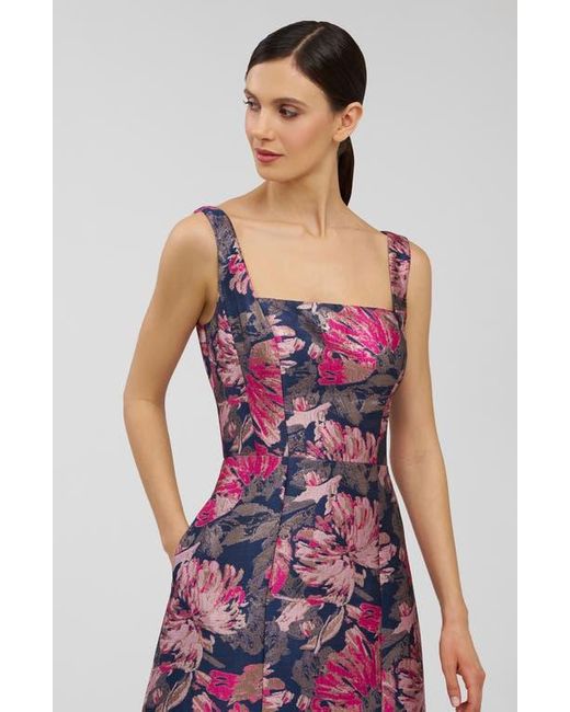 Kay Unger Multicolor Paige Metallic Floral Jacquard Cocktail Dress