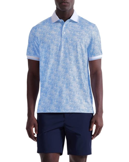 Bugatchi Blue Three-Button Performance Polo for men