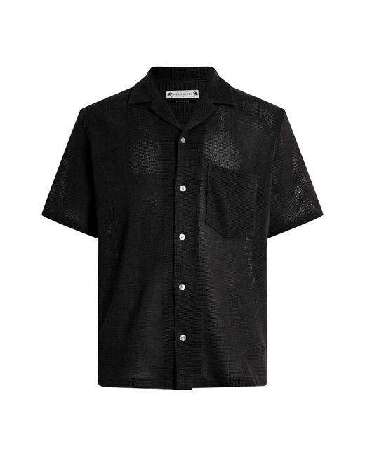 AllSaints Black Sortie Mesh Button-up Shirt for men