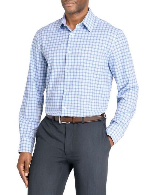 W.r.k. Blue Regular Fit Plaid Performance Dress Shirt for men