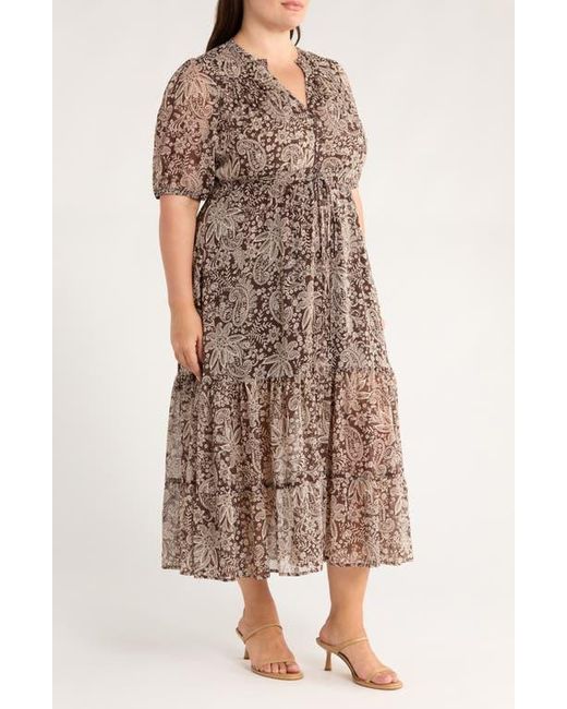 Gibsonlook Brown Kira Print Drawstring Maxi Dress