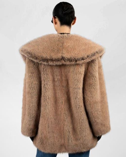 WeWoreWhat Brown Shawl Collar Faux Fur Jacket