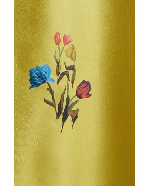 Marni Yellow Tulip Print Silk Twill Dress