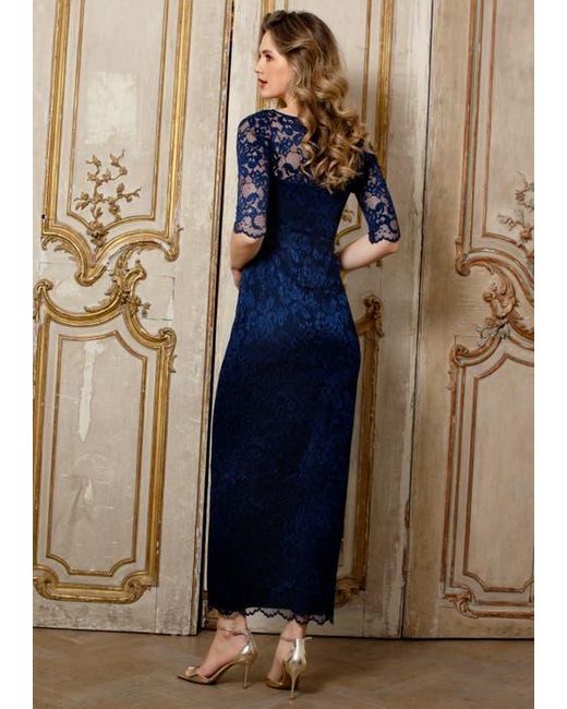 Alie Street London Blue Lila 3/4 Sleeve Lace Maxi Gown