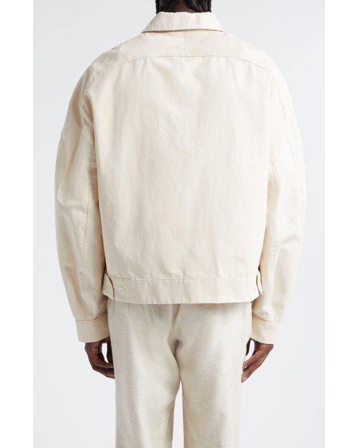 Jacquemus Natural Le Blouson Linu Boxy Cotton & Linen Workwear Jacket for men