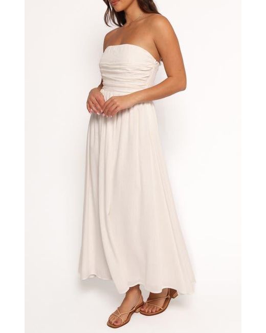 Petal & Pup Natural Kayt Strapless Linen Blend Maxi Sundress