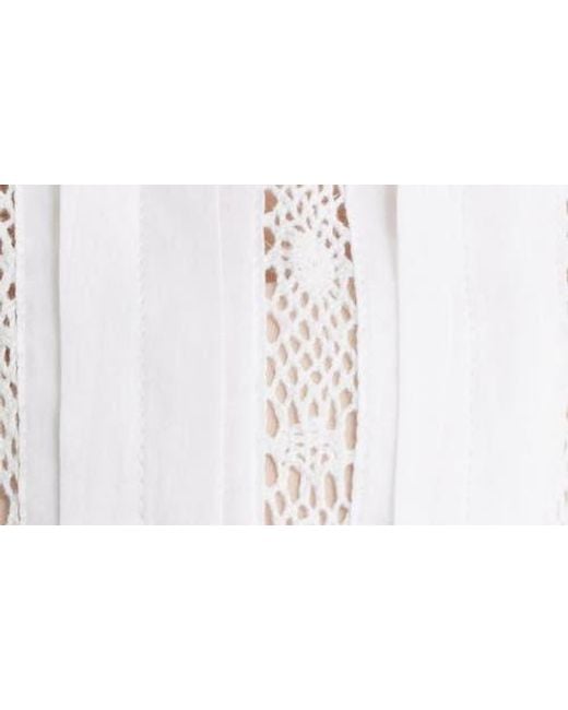 Madewell White Bobbi Lace Trim Peplum Top