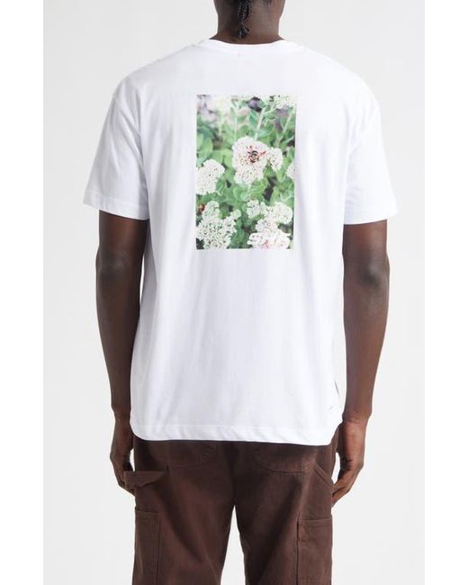 Sky High Farm White Gender Inclusive Flower Logo Regenerative Cotton Graphic T-Shirt for men