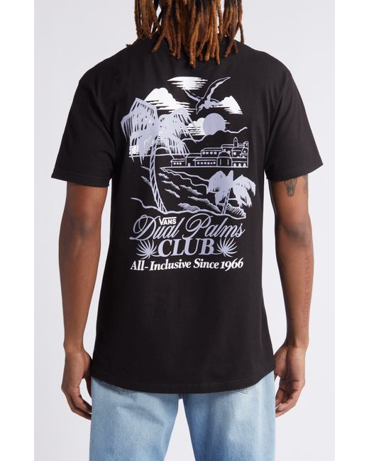 Vans Black Dual Palms Club Cotton Graphic T-shirt for men