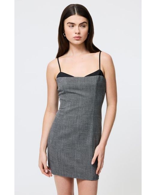 French Connection Gray Owen Plaid Peekaboo Minidress