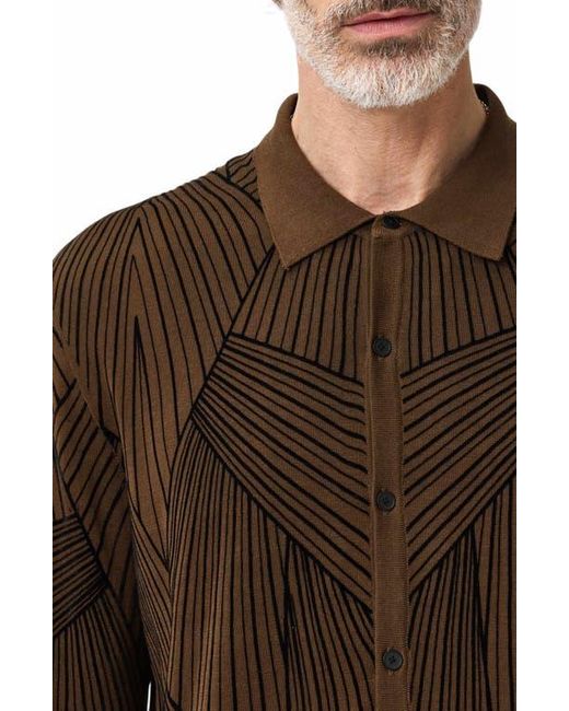 John Varvatos Brown Dorian Knit Button-Up Shirt for men