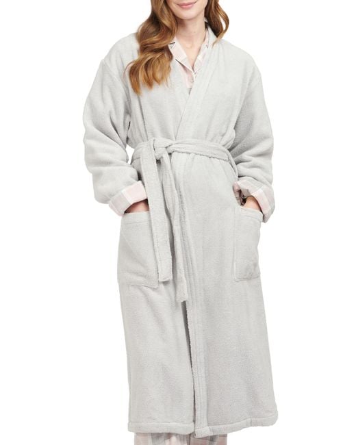 Barbour Ada Cotton Terry Cloth Robe in Grey (Gray) Lyst