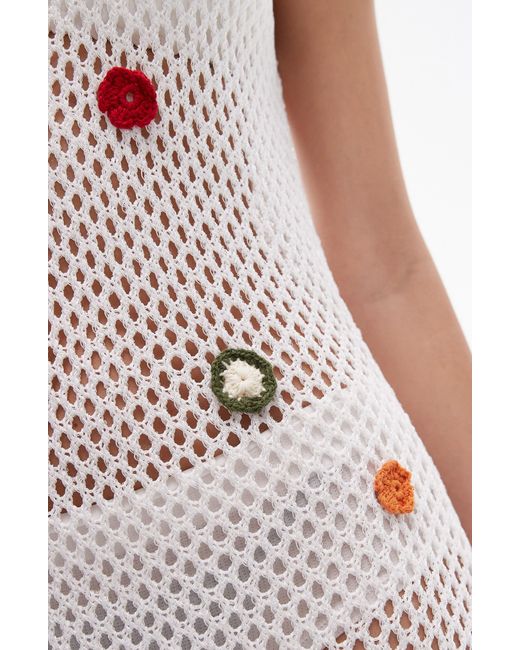 TOPSHOP Natural Crochet Embellishment Mesh Stitch Sweater Dress