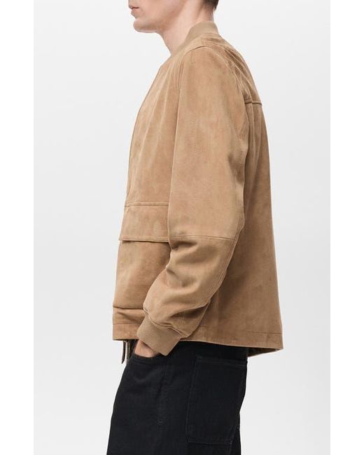Mango Blue Suede Bomber Jacket for men