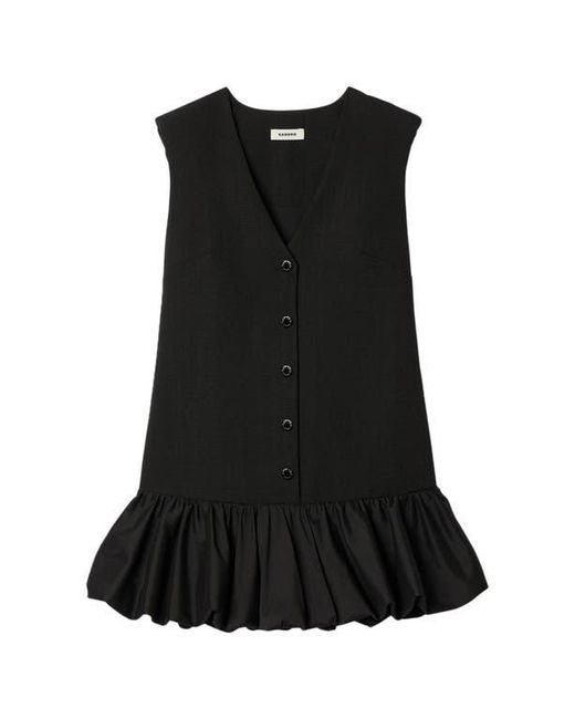 Sandro Blue Short Tailored Dress With Ruffle