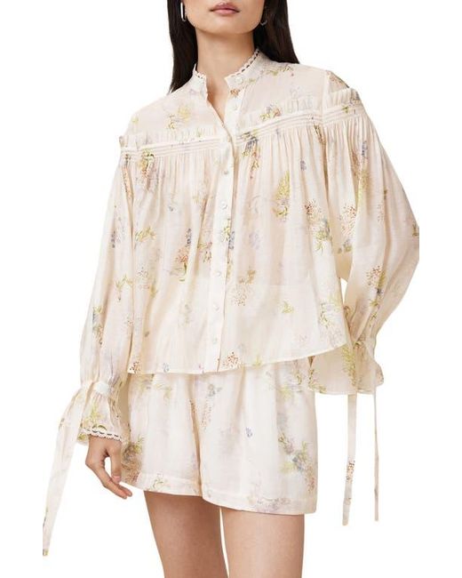 AllSaints Natural Delphine Floral Button-Up Top