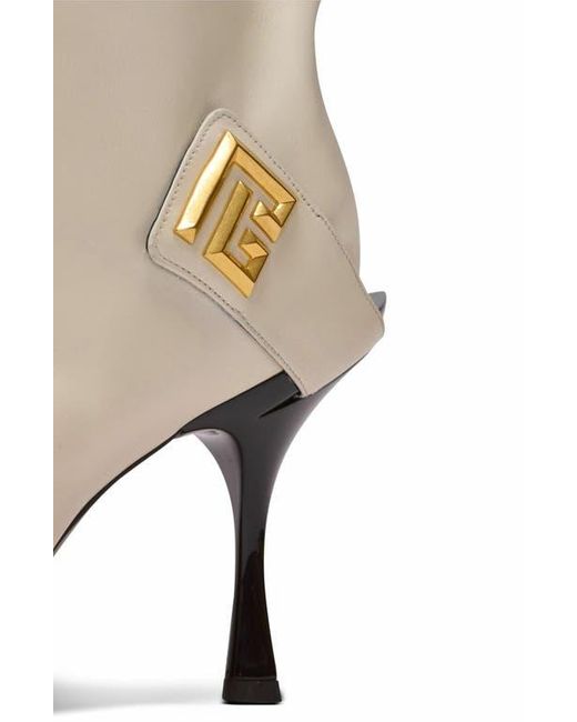 Balmain White Twist Heeled Leather Boots