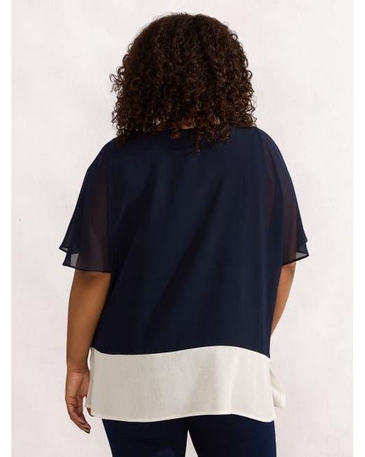 Live Unlimited Blue Colour Block Overlay T-Shirt