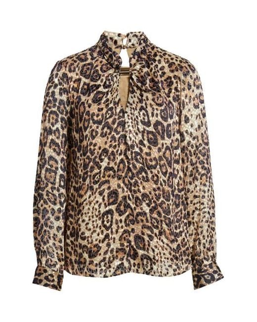 Tahari Black The Minnie Leopard Print Top
