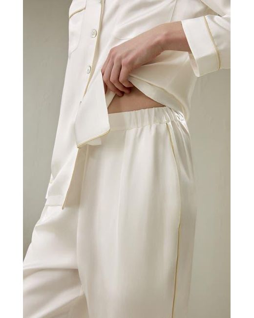 LILYSILK White Piping Silk Pajamas Set