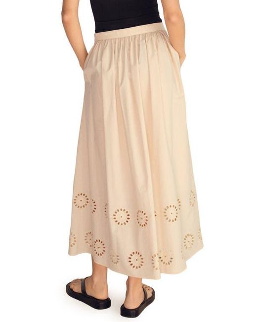 Mango Natural Eyelet Embroidered Cotton Midi Skirt